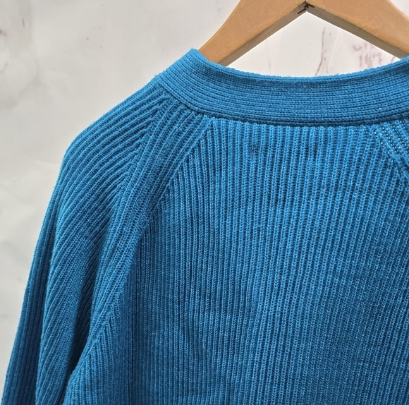 Vintage Cardigan Womens Large Blue Knit Jacket Sweater Button Up Granny Acrylic - Picture 6 of 9
